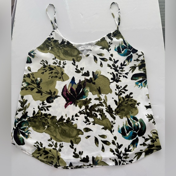 BABATON Floral Print Women's Top - Green and White - Picture 2 of 8